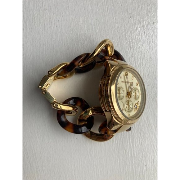 MICHAEL KORS LADIES MK4222 RUNWAY YELLOW GOLD STEEL CHAIN BRACELET WATCH-WORKS! - Picture 5 of 10